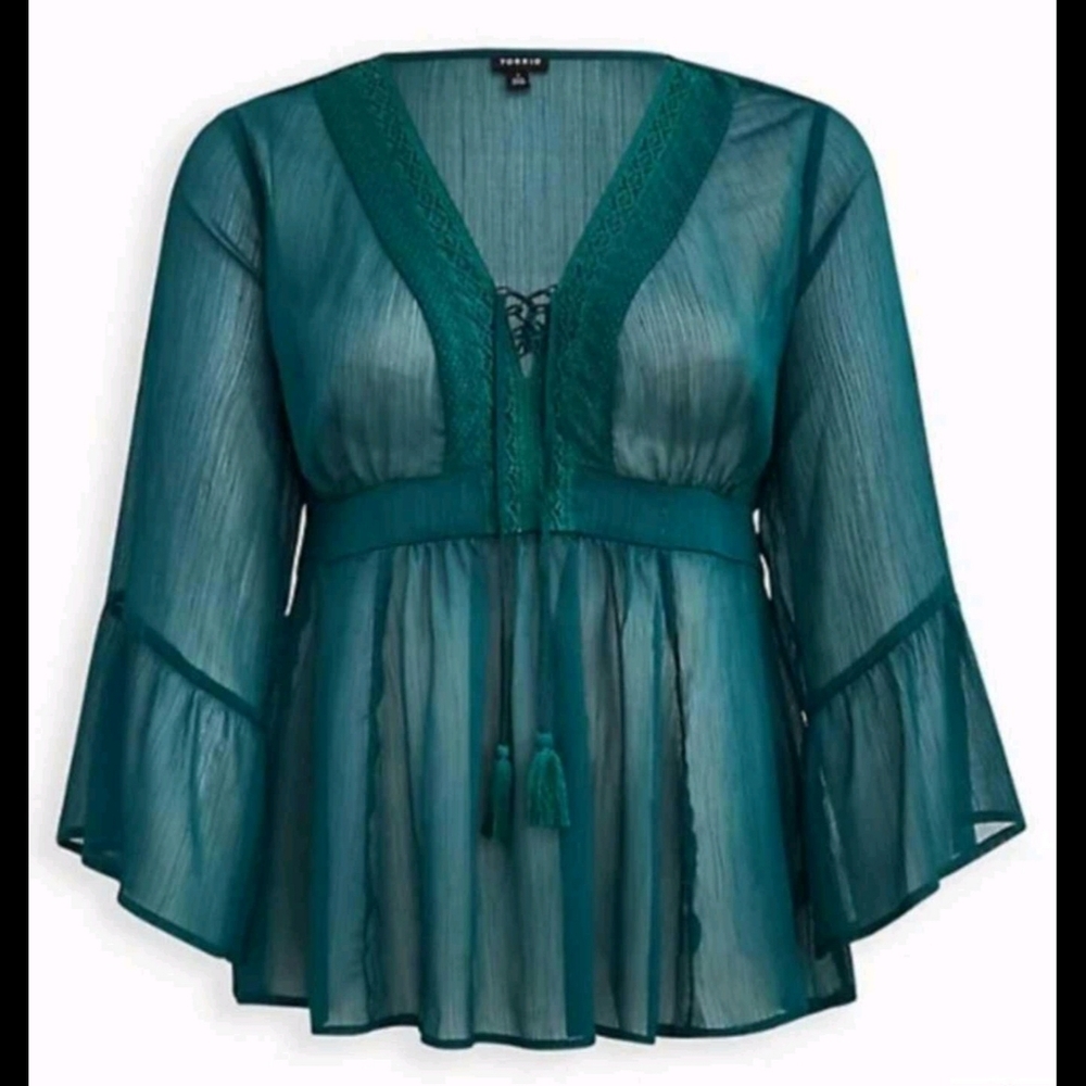 Torrid 5x Teal Sheer Women's Top